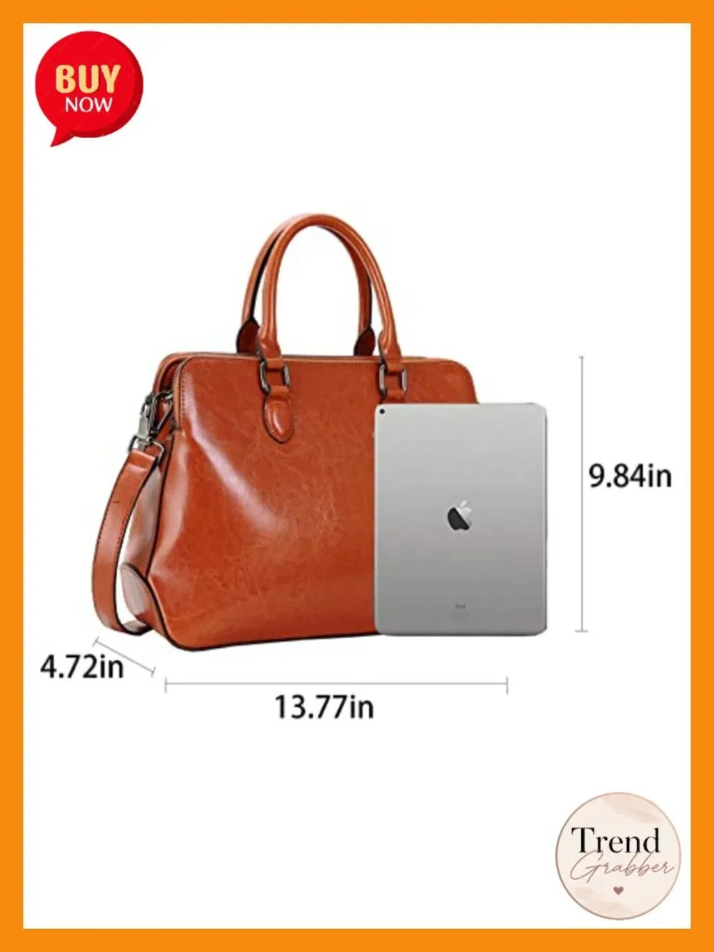 Genuine Leather Tote Shoulder Bag Multi Compartment Satchel
